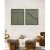 Duo Tableaux Diorama Vert Lichen 95×53 cm