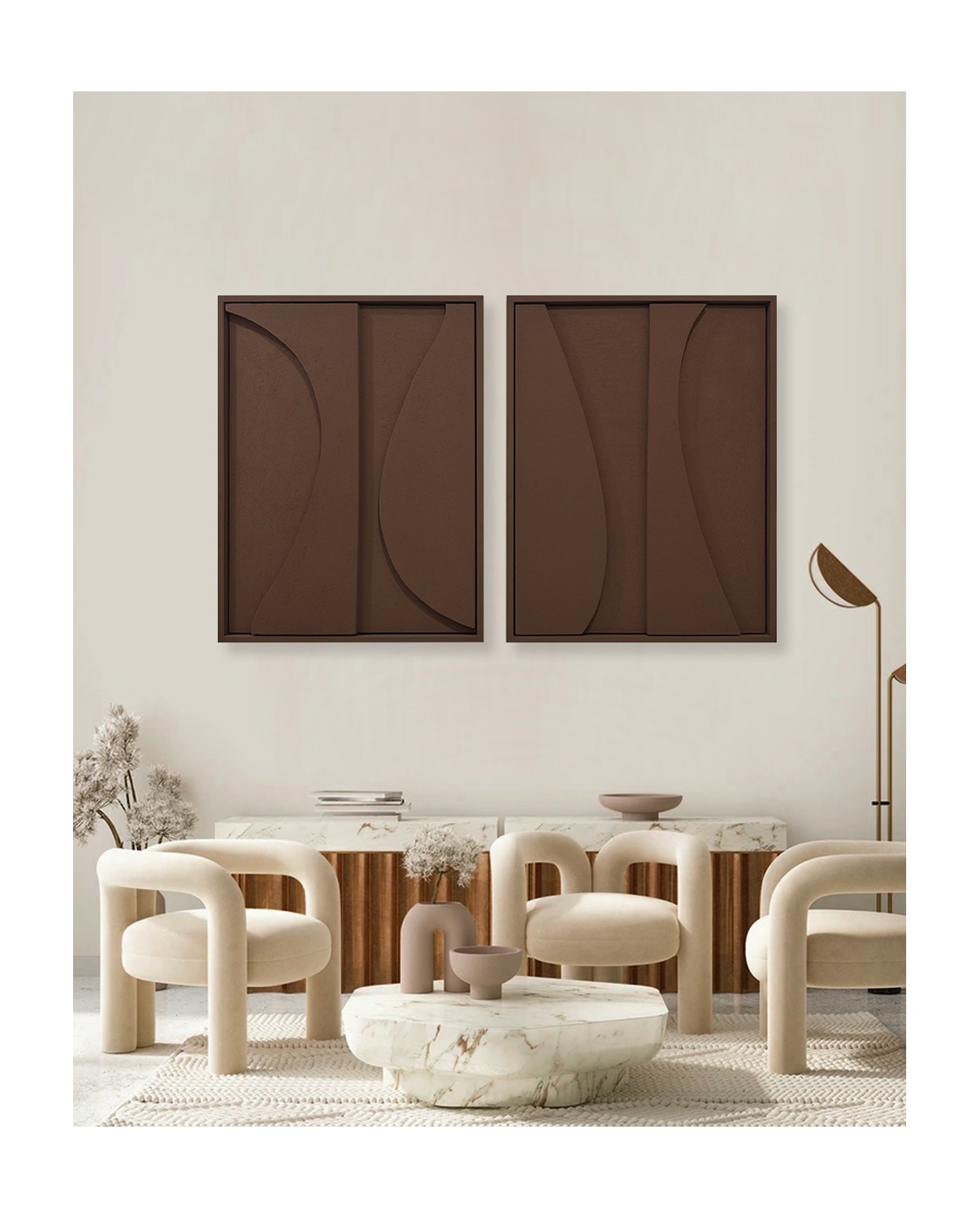 Duo Tableaux Ombra Marron 150×93 cm