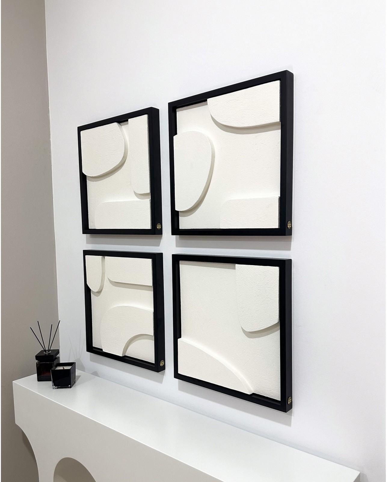 Quad Tableaux Dorelia Blanc cassé 95×95 cm