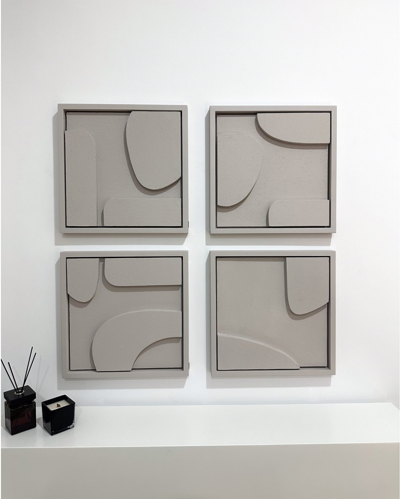 Quad Tableaux Dorelia Grège 95×95 cm