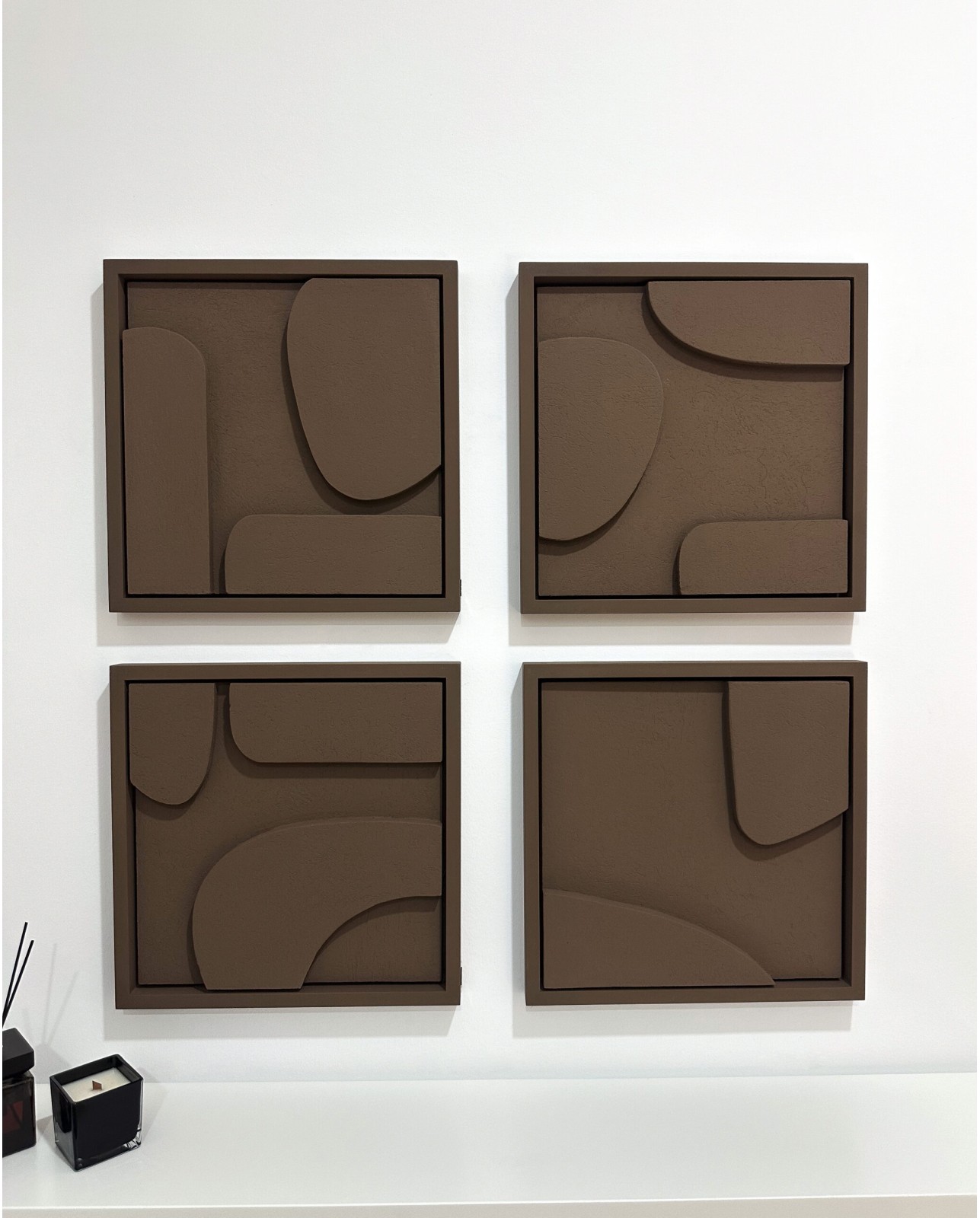 Quad Tableaux Dorelia Marron 95×95 cm