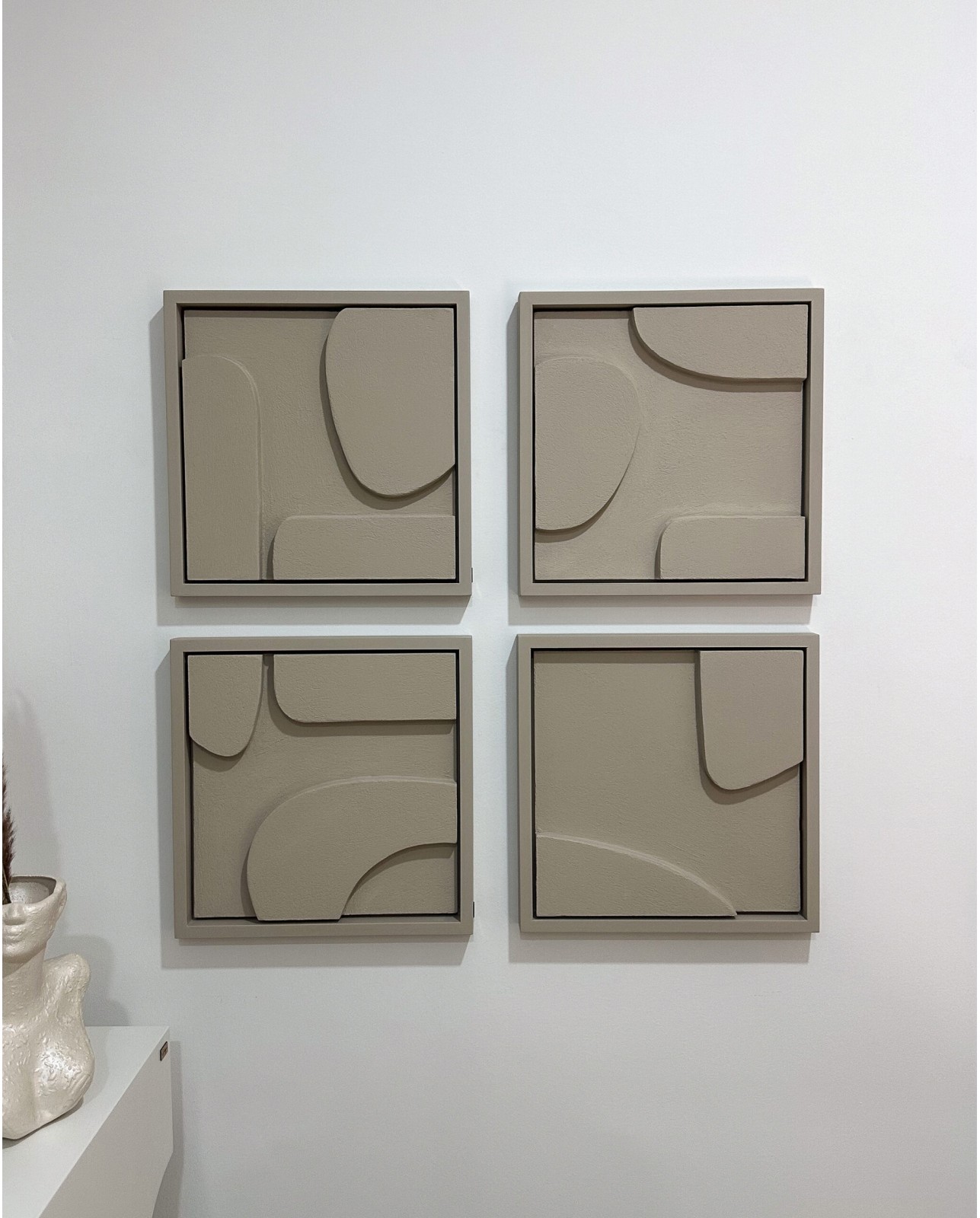 Quad Tableaux Dorelia Taupe 95×95 cm