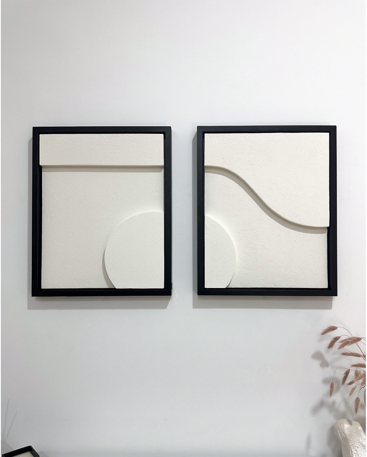 Duo Tableaux Diorama Blanc cassé 95×53 cm
