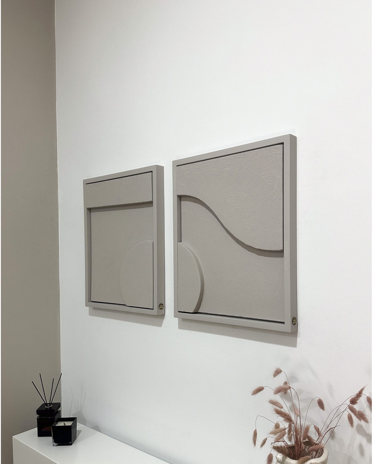 Duo Tableaux Diorama Grège 95×53 cm